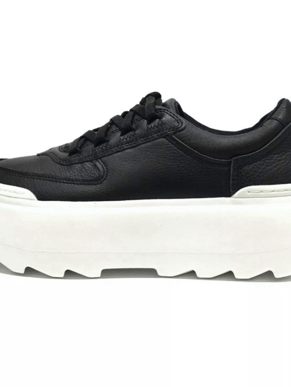 UGG Black Leather Platform Sneakers with White Sole